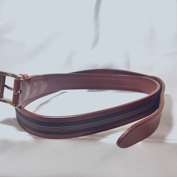 Coach Men's #3879 Leather Belt-Size 42-Tan/Green Mix-Gold Buckle-Classy-Netral - Picture 10 of 12